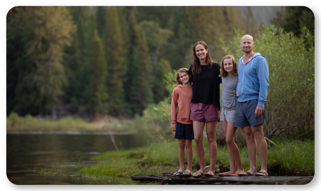 family on log